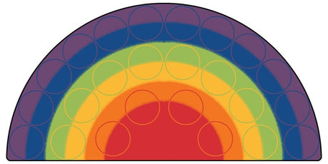 Rainbow Rows Colorful Classroom Rug, 6' x 12' Semi-Circle