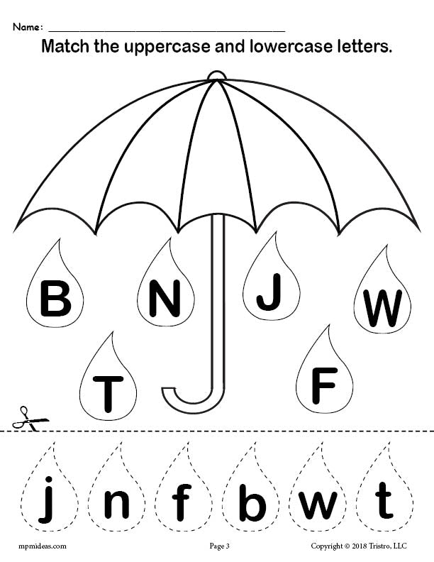 FREE Raindrop Letter Case Matching Worksheets A-Z!