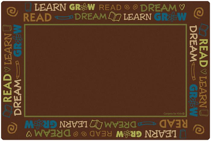 Nature Colored Read To Dream Border Classroom Rug, 6' x 9' Rectangle