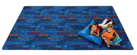 Colorful Read To Dream Pattern Classroom Rug, 4' x 6' Rectangle