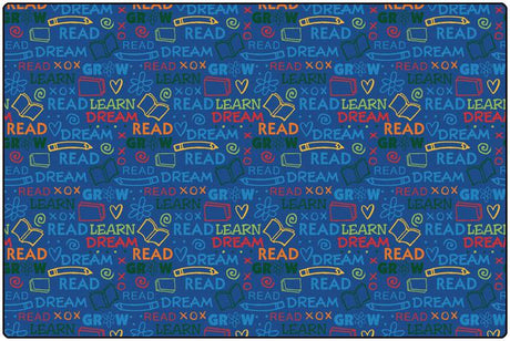 Colorful Read To Dream Pattern Classroom Rug, 6' x 9' Rectangle