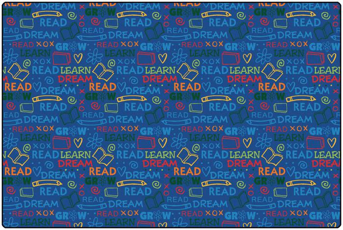 Colorful Read To Dream Pattern Classroom Rug, 6' x 9' Rectangle