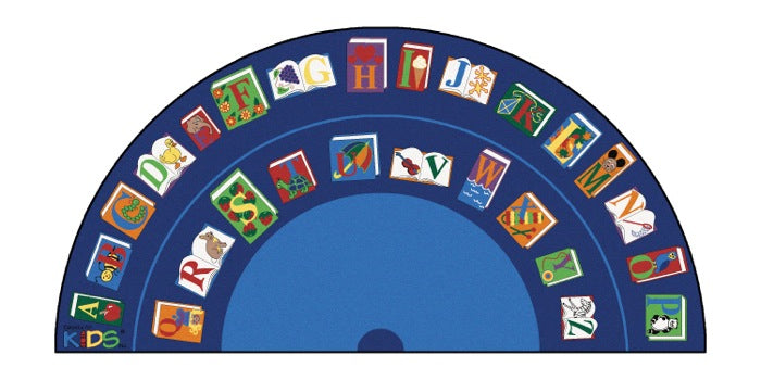 Reading By The Book Alphabet Classroom Circle Time Rug, 6'8" x 13'4" Semi-Circle
