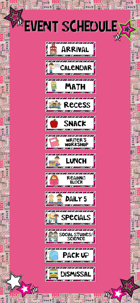 Rock Star Themed Classroom Schedule