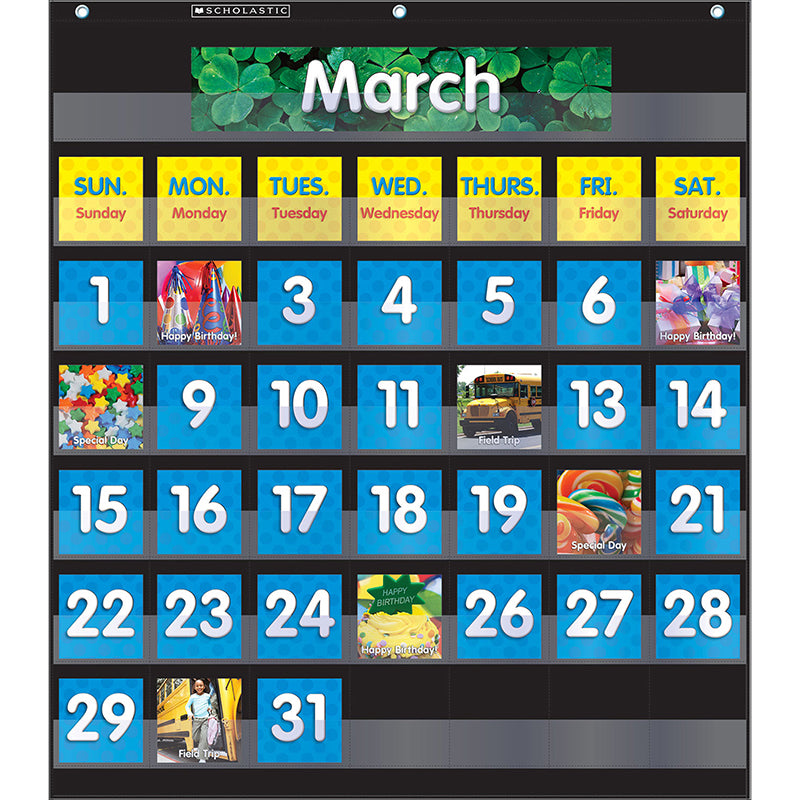 Monthly Calendar Pocket Chart, Black