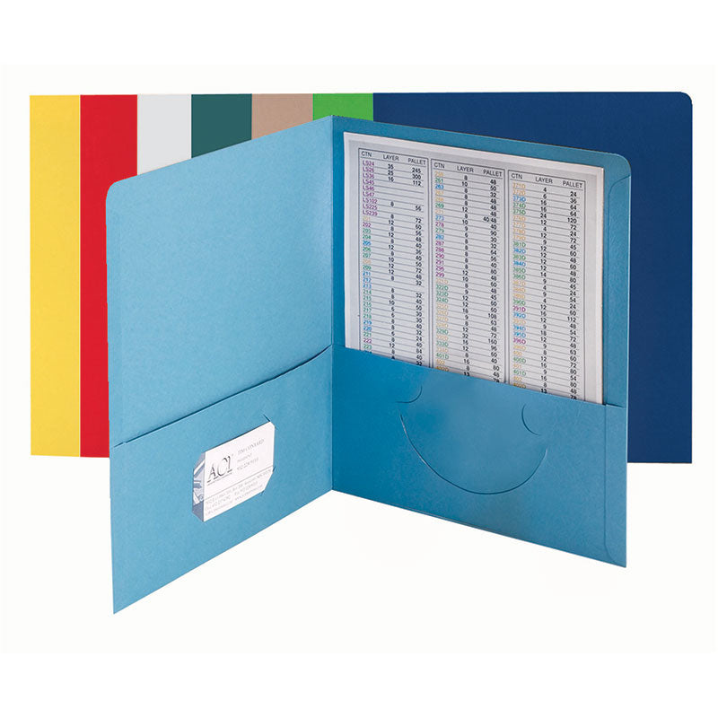 Standard Two-Pocket Folders, Assorted Colors, 25 Per Box