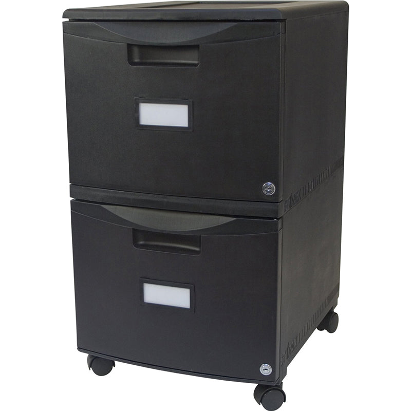 Two Drawer Mobile File Cabinet with Lock, Black