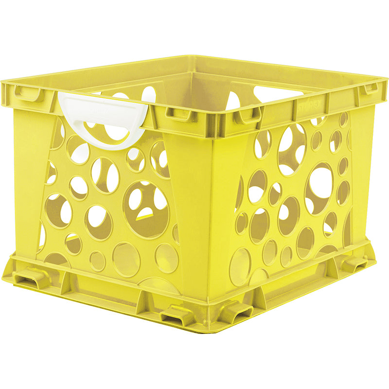 Premium File Crate with Handles, Yellow