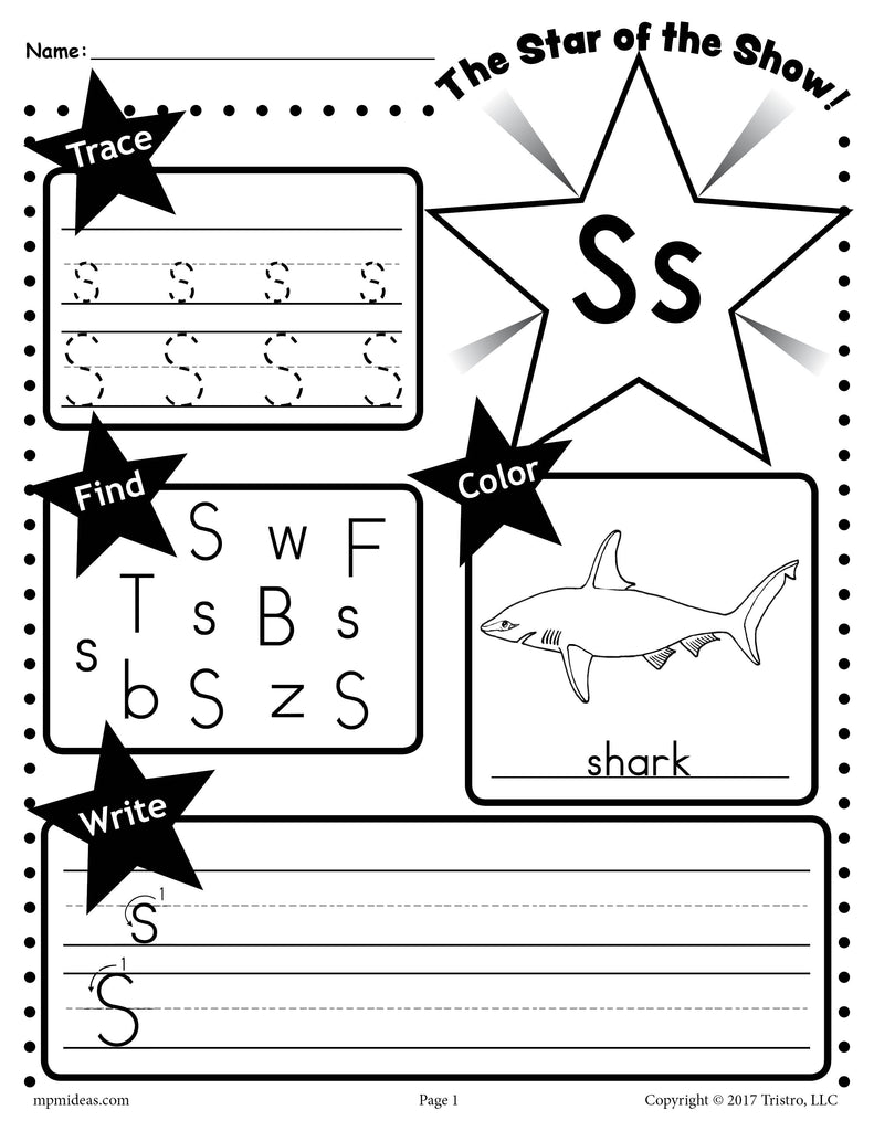 FREE Letter S Worksheet: Tracing, Coloring, Writing & More!