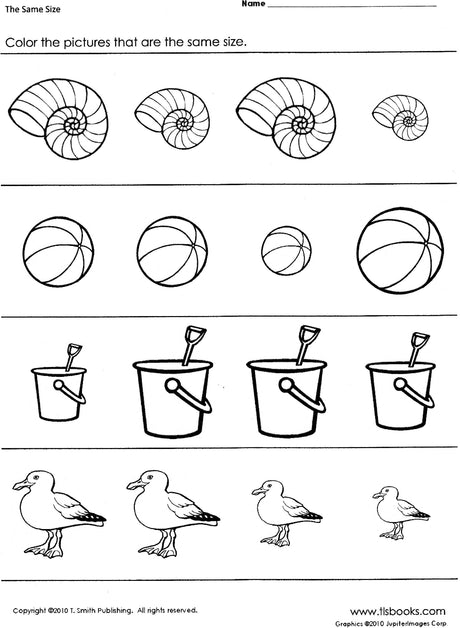 Learning About Sizes: Same Size at the Beach