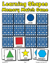 FREE Printable Shapes Matching Memory Game!