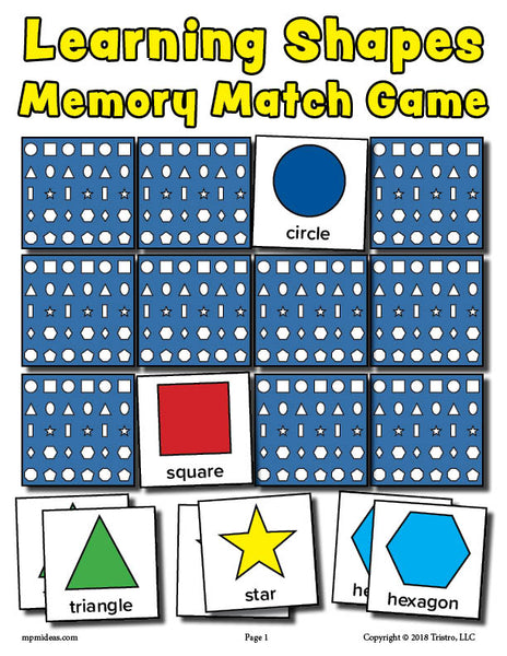 FREE Printable Shapes Matching Memory Game! – SupplyMe