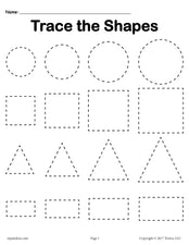 3 FREE Tracing Shapes Worksheets - Smallest to Largest