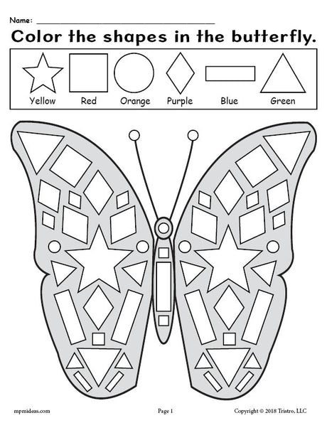 FREE Printable Butterfly Shapes Coloring Pages!