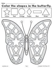 FREE Printable Butterfly Shapes Coloring Pages!
