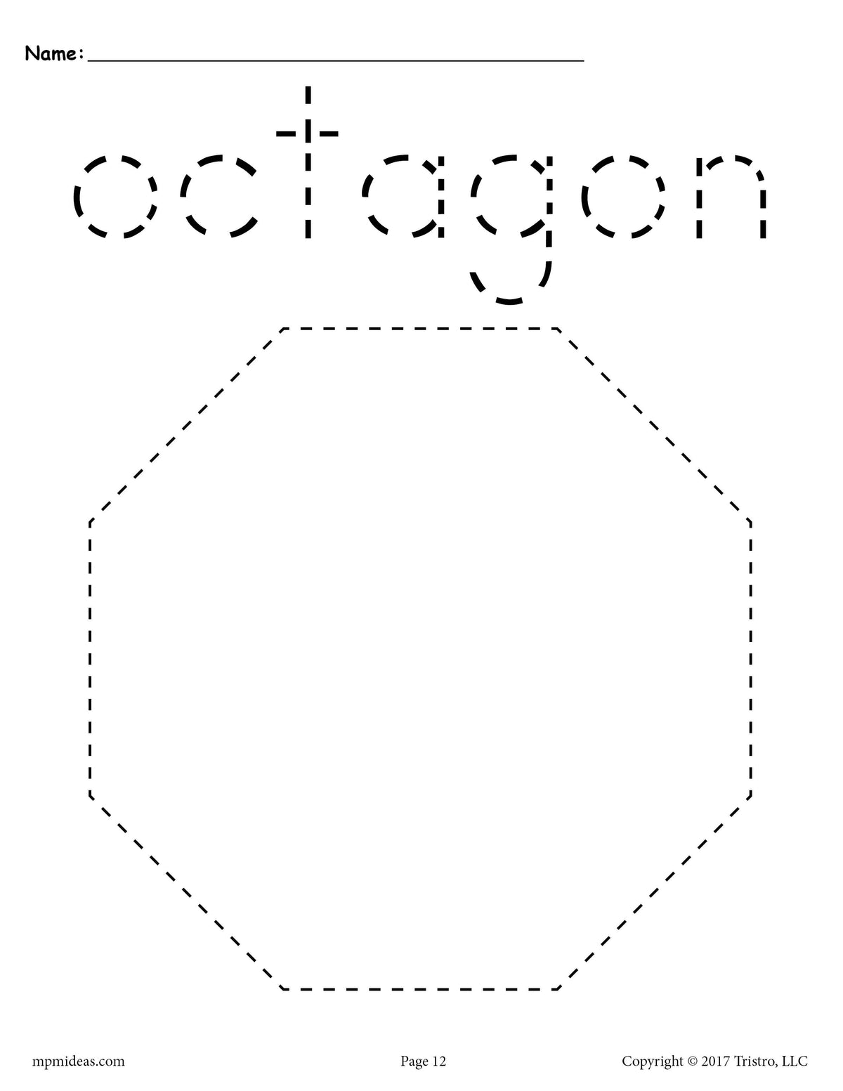 Octagons Coloring Page Octagon Shape Worksheet Supplyme