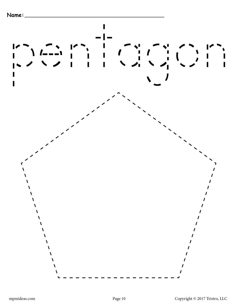 FREE Pentagon Tracing Worksheet