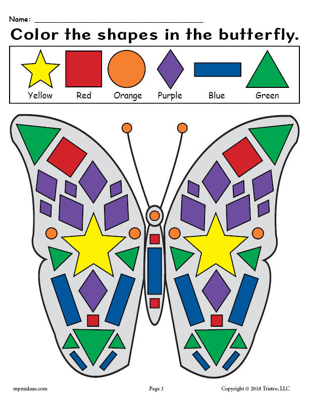 Printable Butterfly Shapes Coloring Pages!