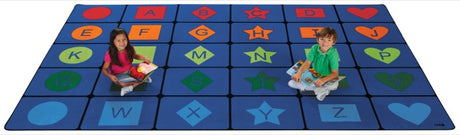 Simple Shapes Alphabet Classroom Seating Rug, 7'6" x 12' Rectangle