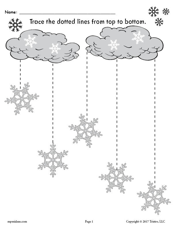 Printable Winter Snowflakes Line Tracing Worksheets! – SupplyMe
