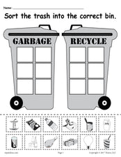 Sorting Trash - Earth Day Recycling Worksheets (4 Printable Versions!)