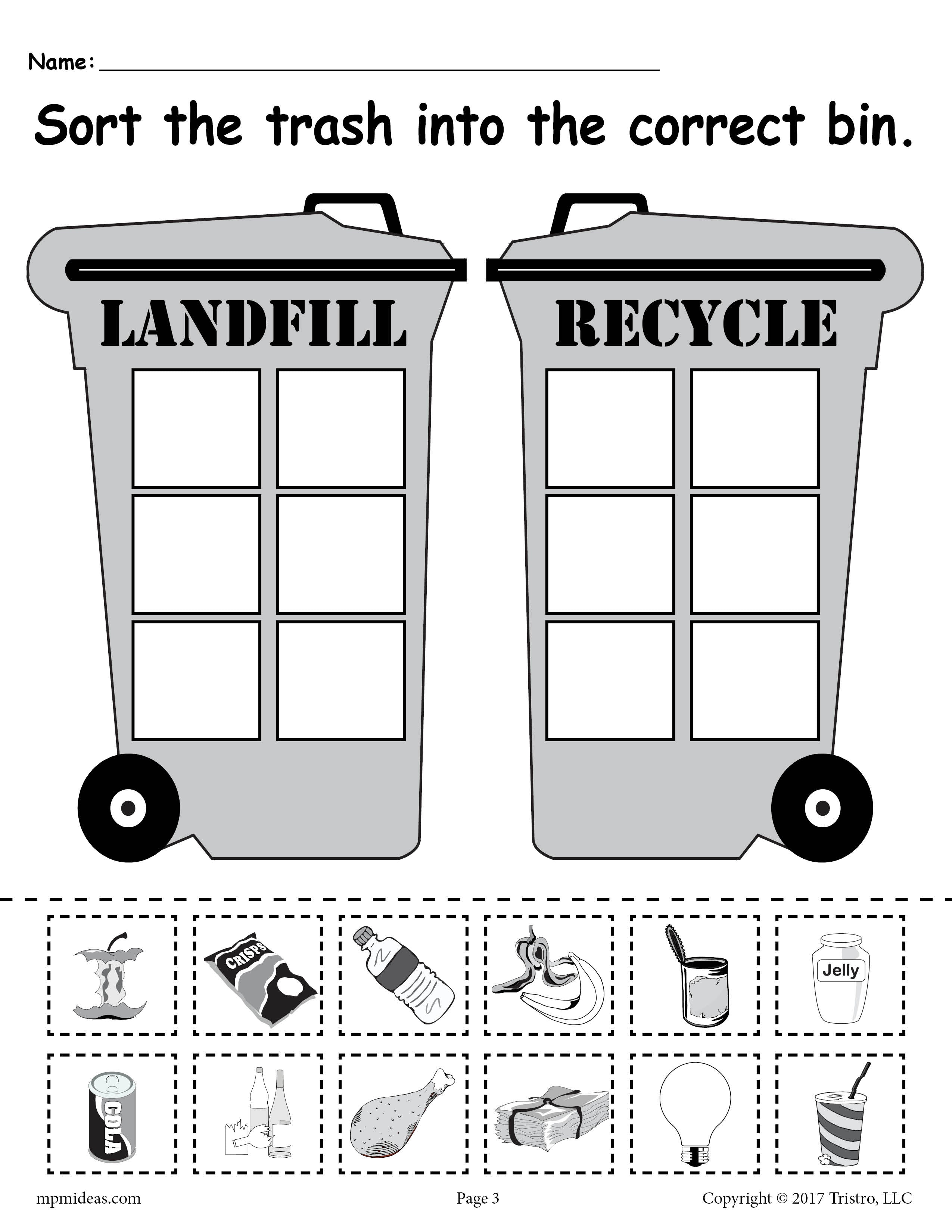 Free sorting trash - earth day recycling worksheets (4 printable versi –  supplyme