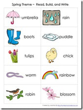 Spring Vocabulary Read, Build, Write Cards
