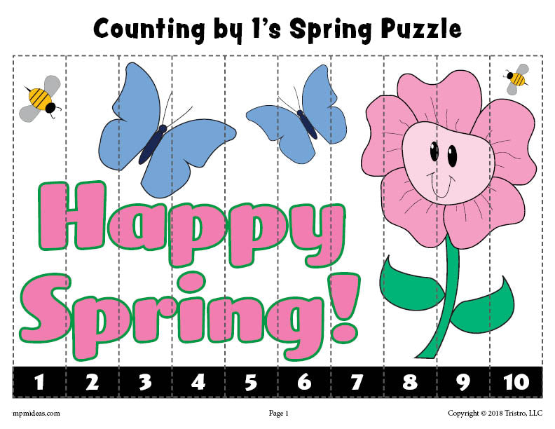 Spring Counting Practice FREE 8 Printable Spring Counting Worksheets: Counting 1-10 & Skip Coun ...