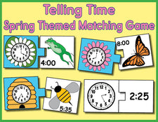 FREE Printable Spring Themed Telling Time Matching Activity & Game - 5 Variations!