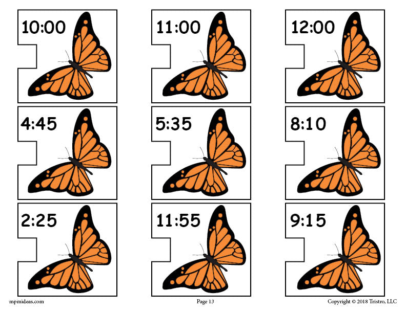 Spring Time Matching Game Printable Spring Themed Telling Time Matching Activity & Game - 5 Vari ...
