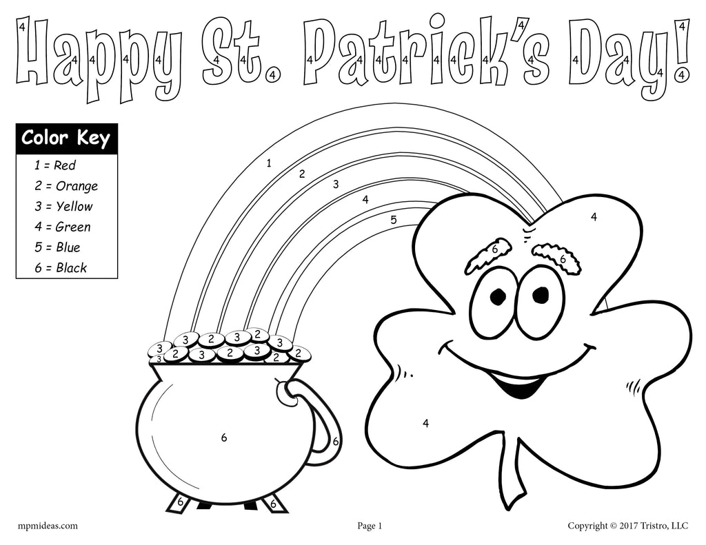 St. Patrick's Day Coloring Sheets  Color by Number Dot Marker Worksheets
