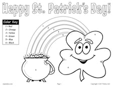 Printable St. Patrick's Day Color-by-Number Worksheet!