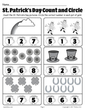 St. Patrick's Day Themed "Count and Circle" Counting Worksheet!