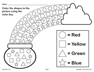 FREE Printable St. Patrick's Day Shapes Coloring Worksheet!