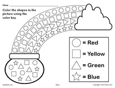 FREE Printable St. Patrick's Day Shapes Coloring Worksheet!