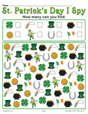 St. Patrick's Day I Spy - Printable St. Patrick's Day Counting Worksheet!