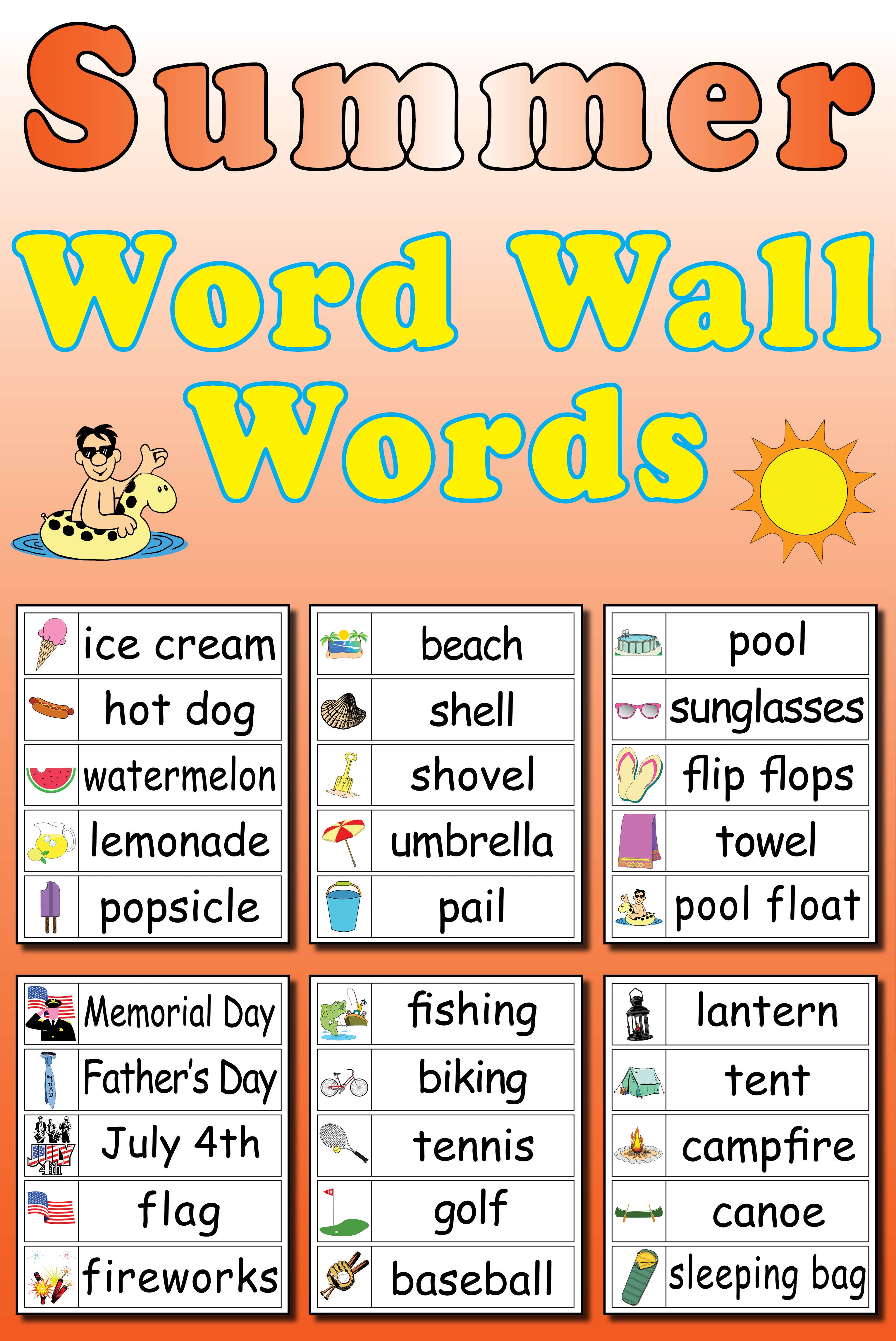 30 Summer Word Wall Words – SupplyMe