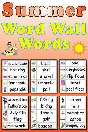 30 Summer Word Wall Words - FREE Printable