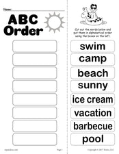 Summer Alphabetical Order Worksheet!