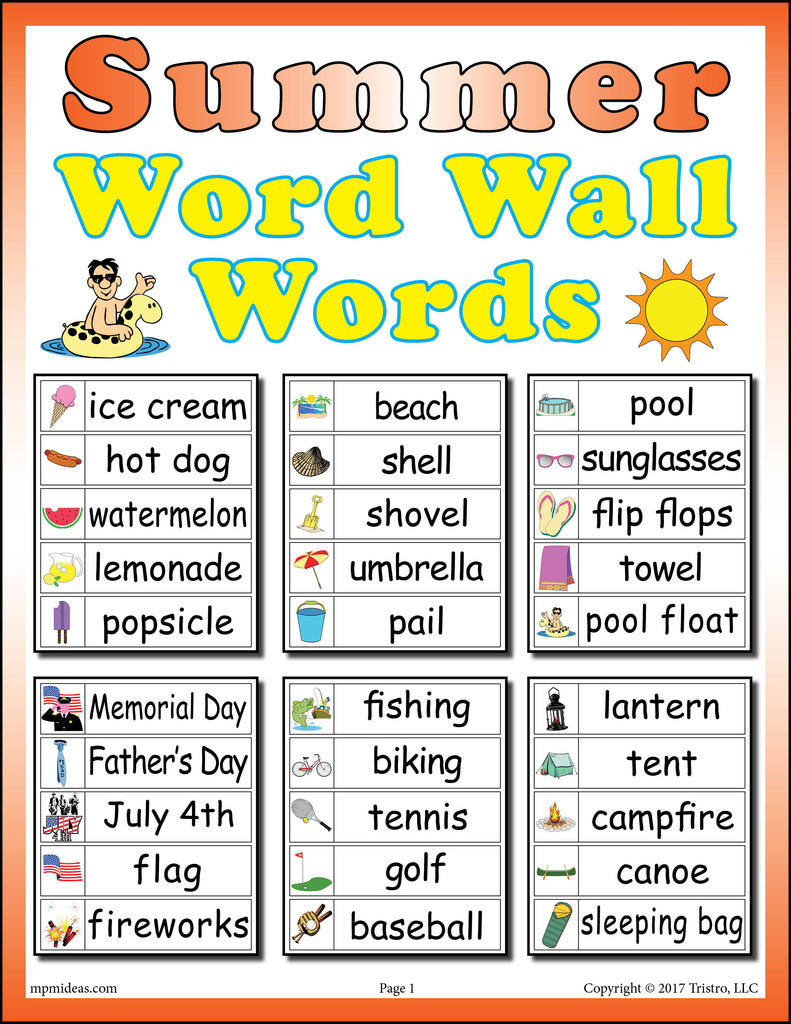 Summer Word Wall