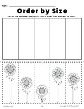FREE Printable Sunflower Ordering Worksheets: Shortest to Tallest & Tallest to Shortest!