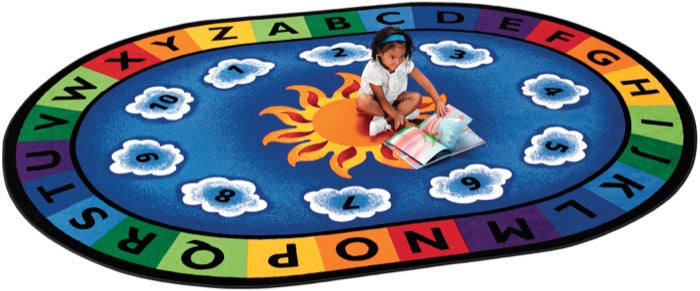 Sunny Day Learn & Play Alphabet Classroom Circle Time Rug, 6'9" x 9'5" Oval