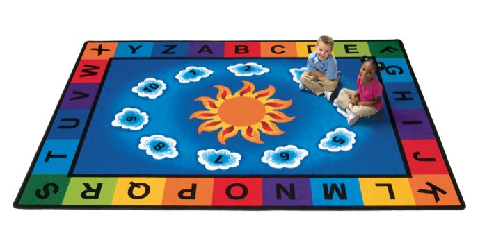 Sunny Day Learn & Play Alphabet Classroom Rug, 4'5" x 5'10" Rectangle