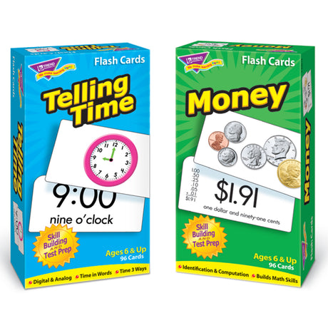 Telling Time & Money Flash Cards Set