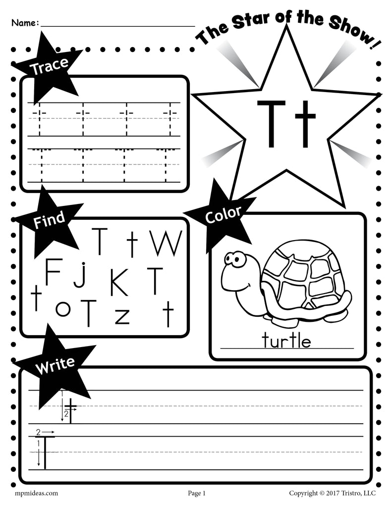 FREE Letter T Worksheet: Tracing, Coloring, Writing & More!