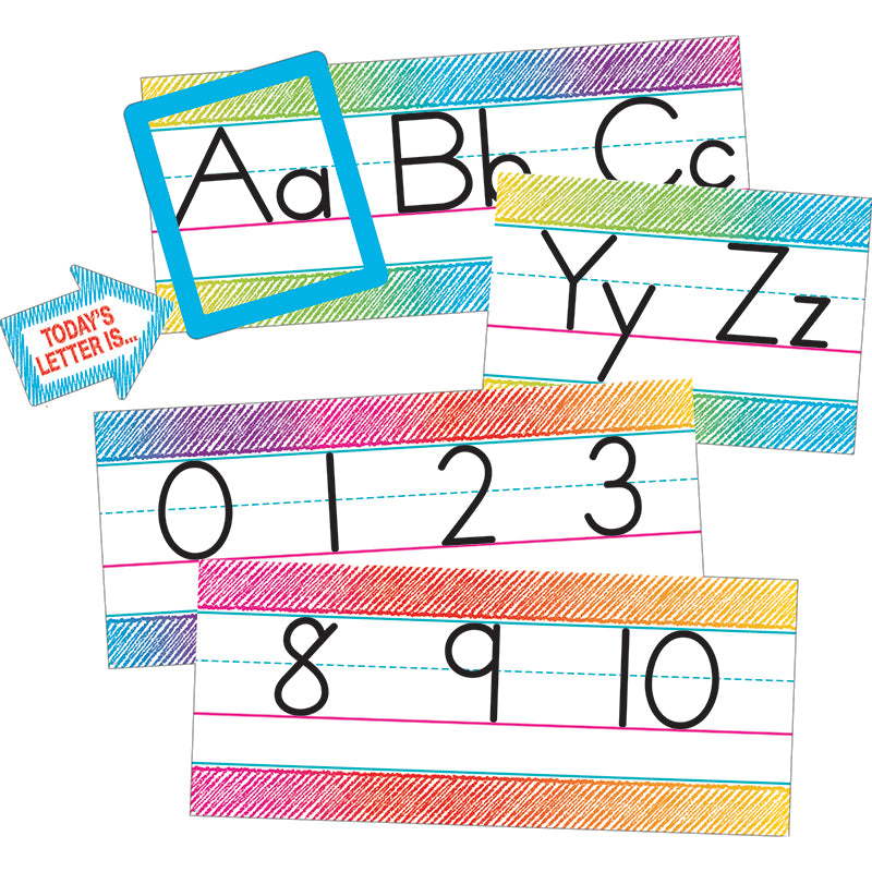 Colorful Scribble Alphabet Line Bulletin Board Set