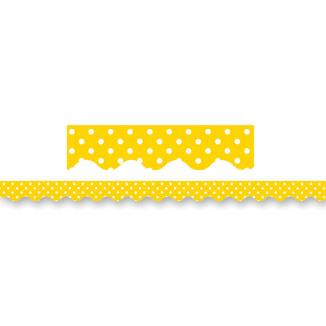 Yellow Mini Polka Dots Scalloped Border Trim