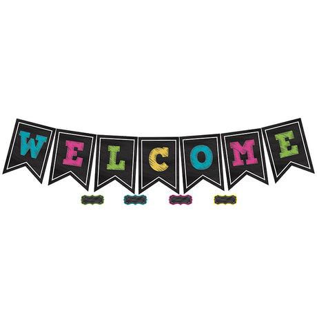 Chalkboard Brights Pennants Welcome Bulletin Board Set