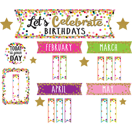 Confetti Let's Celebrate Birthdays Mini Bulletin Board Set