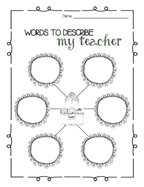 "Words To Describe My Teacher" Printable